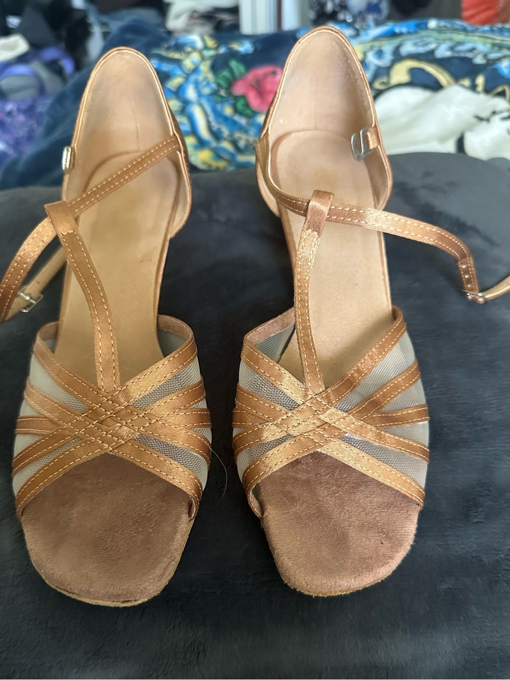 Women's Copper Strappy T‑Bar Heels - Elegant Evening Sandals